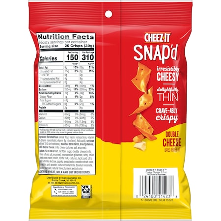 Cheez-It Cheez-It Snap'D Double Cheese Crackers 2.2 oz., PK6 2410011422